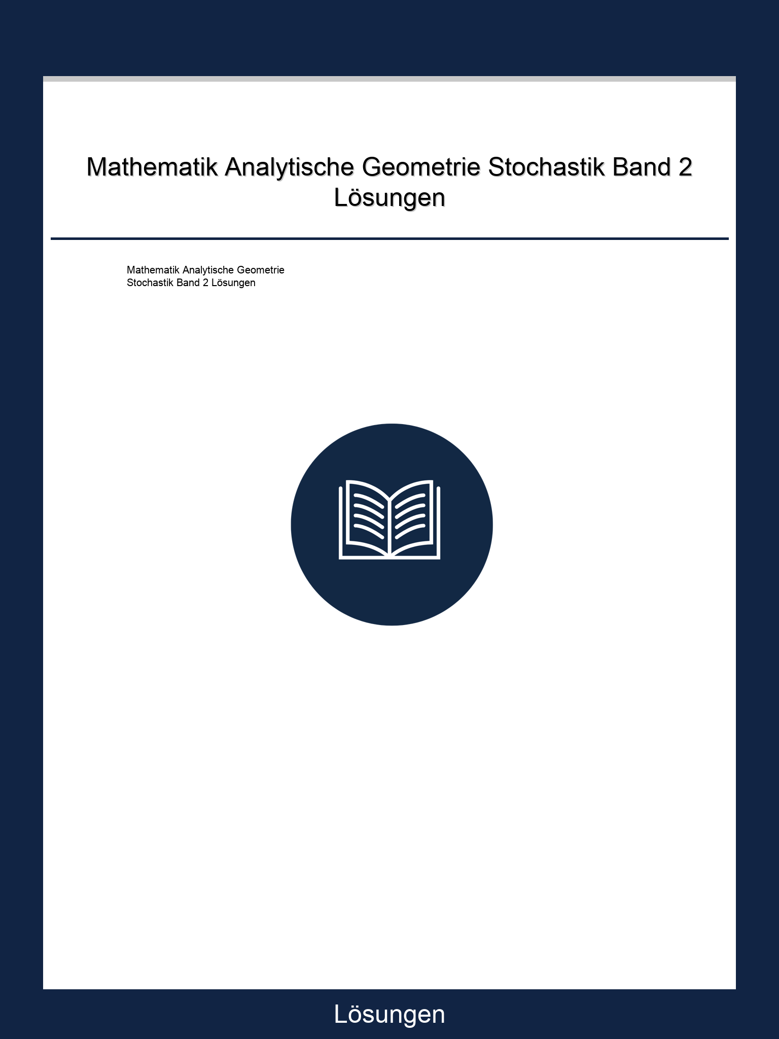 Mathematik Analytische Geometrie Stochastik Band 2 Lösungen PDF