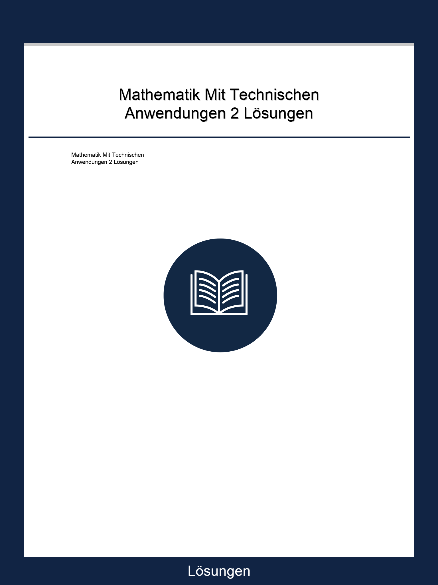 Mathematik Mit Technischen Anwendungen 2 Lösungen PDF